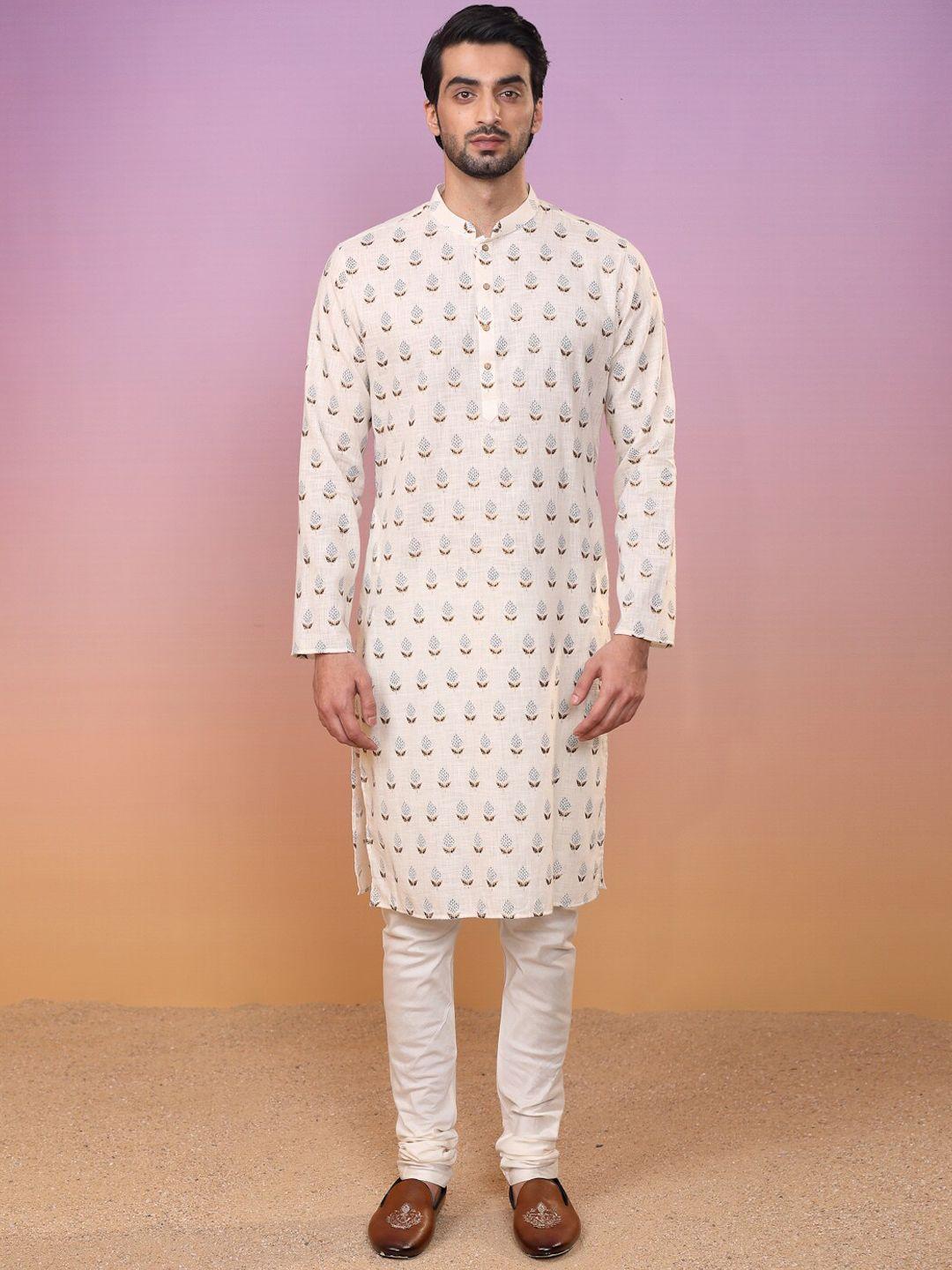 kisah ethnic motifs printed pure cotton kurta with churidar