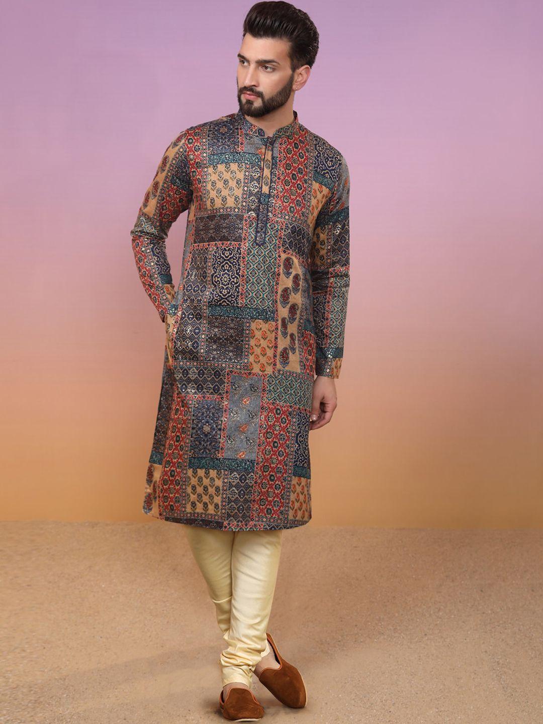 kisah ethnic motifs printed regular kurta with pyjamas