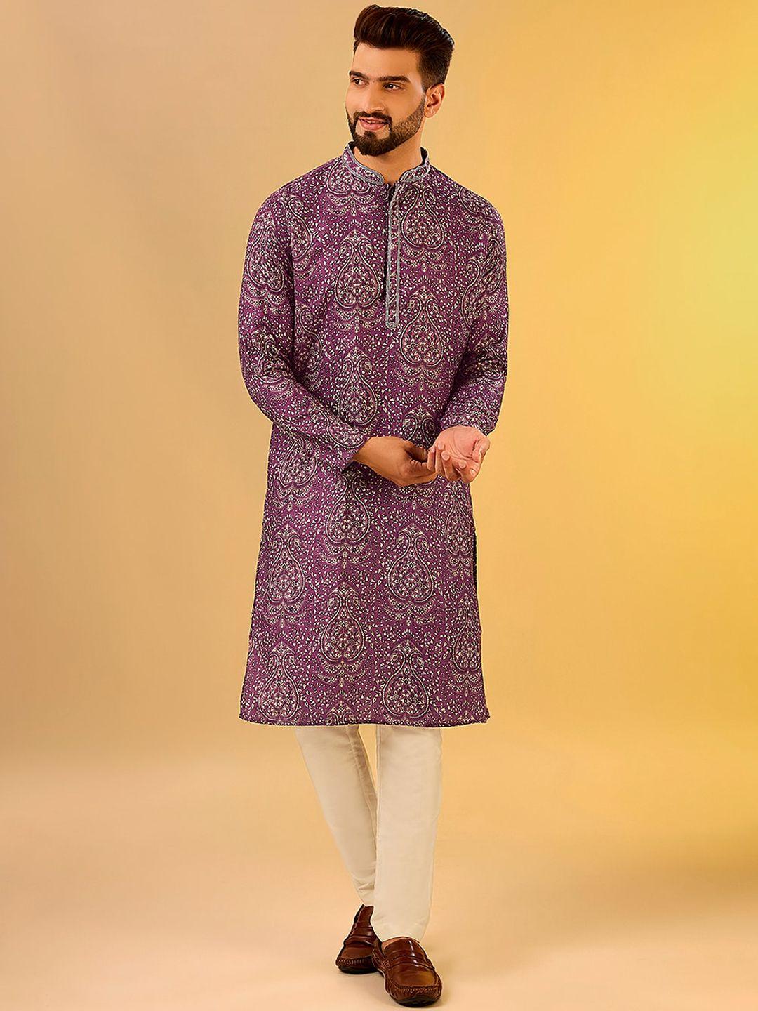 kisah ethnic motifs printed regular kurta with trousers