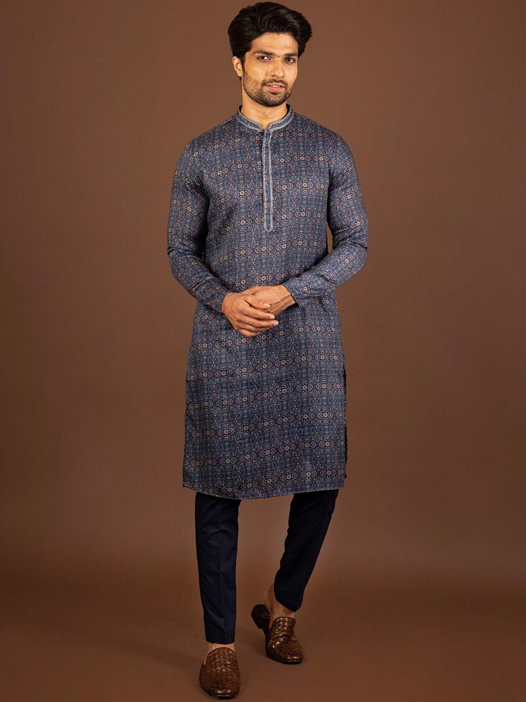 kisah ethnic motifs printed regular kurta with trousers