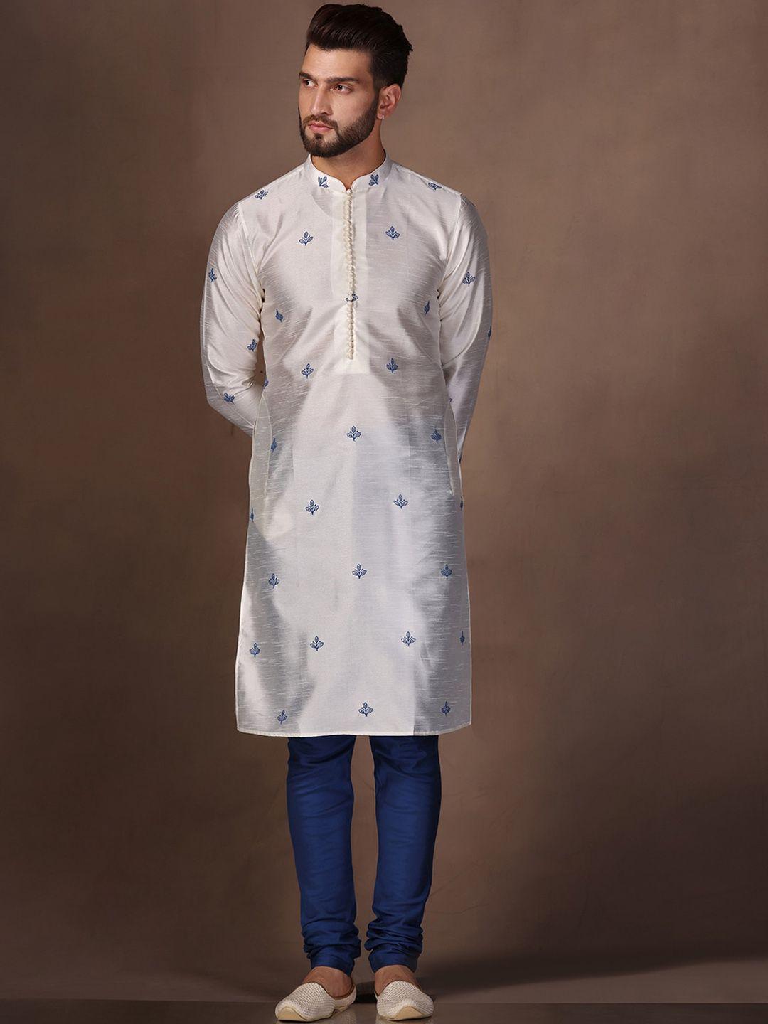 kisah ethnic motifs printed straight kurta with churidar set