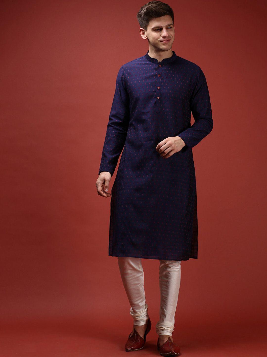 kisah ethnic motifs woven design regular kurta with churidar