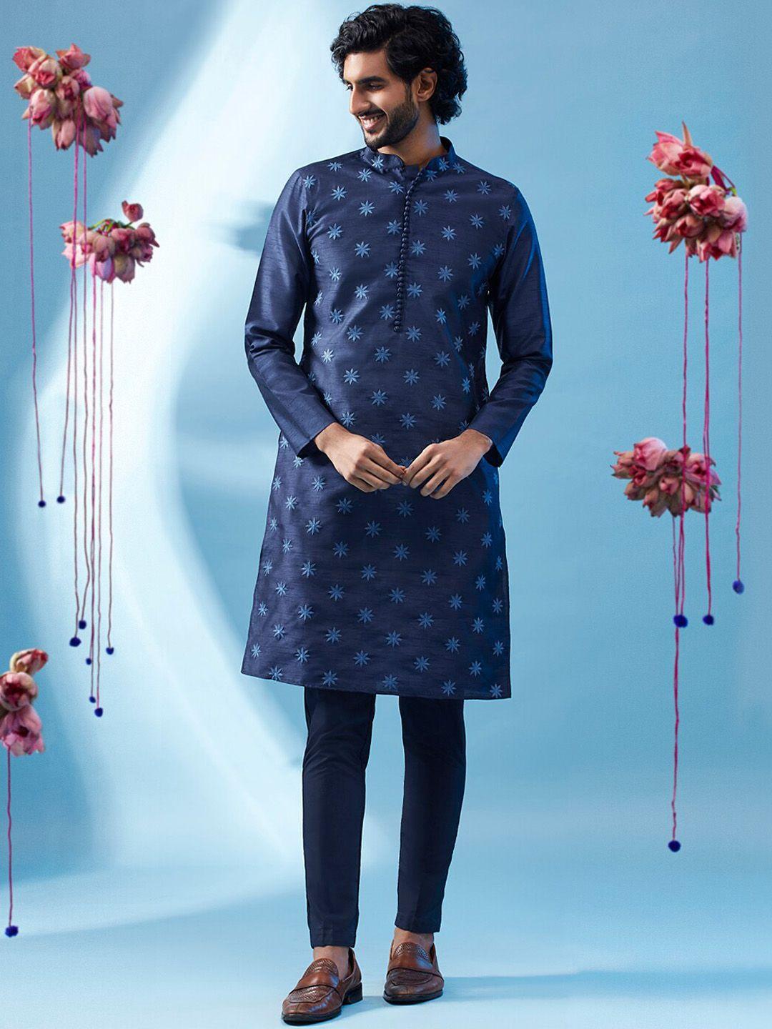 kisah floral embroidered kurta with trousers