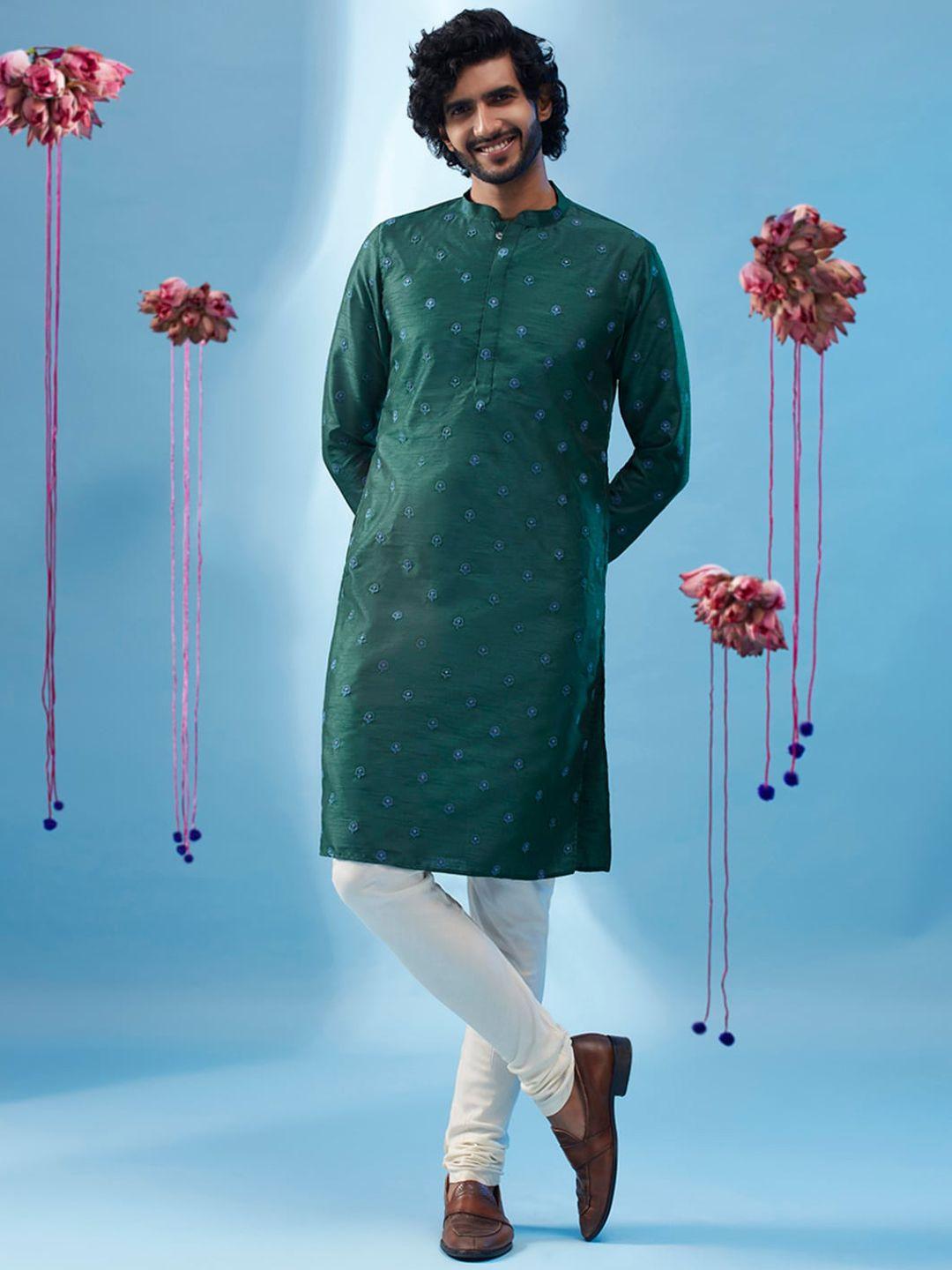 kisah floral embroidered regular kurta with churidar