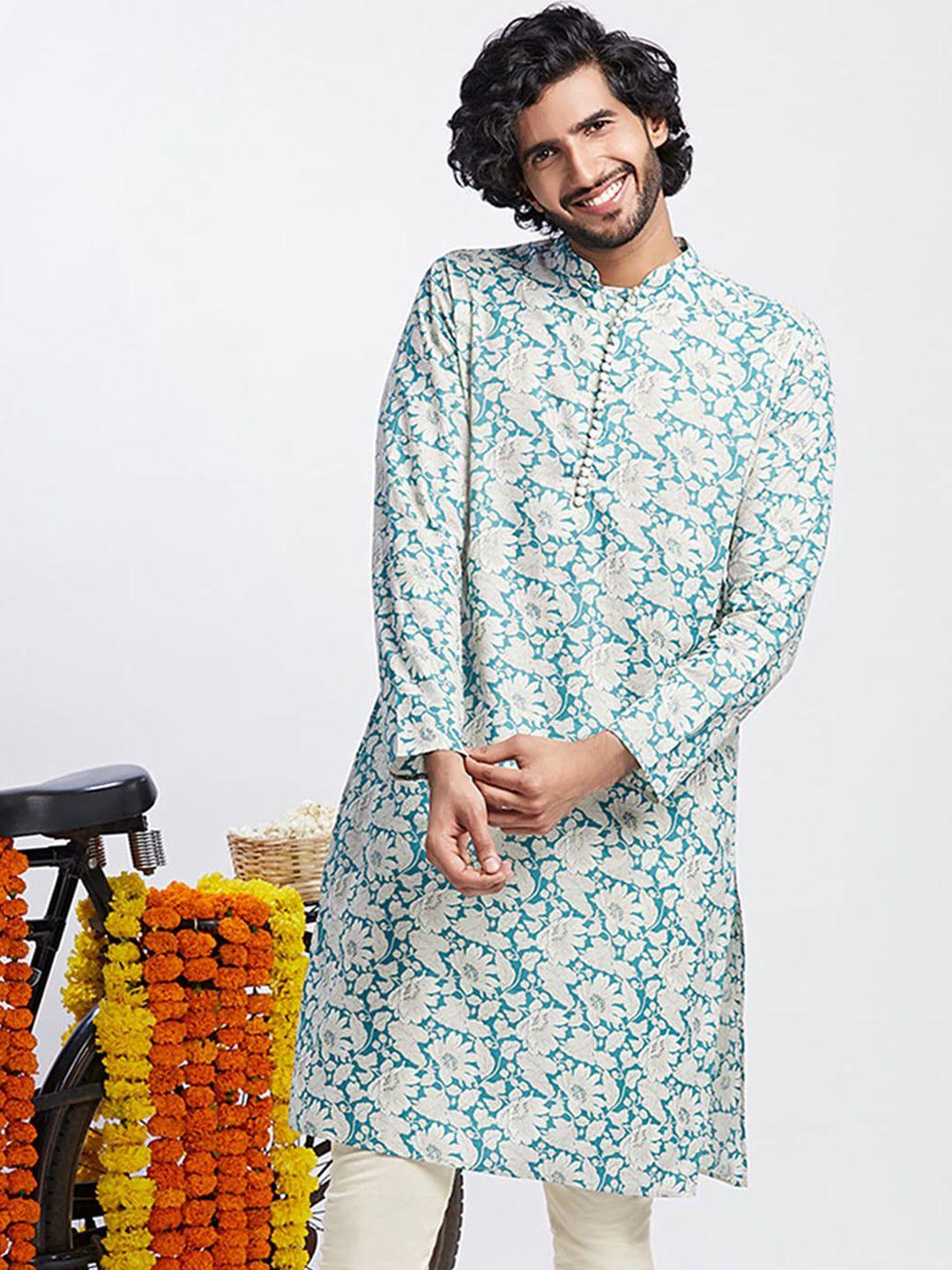 kisah floral printed mandarin collar kurta