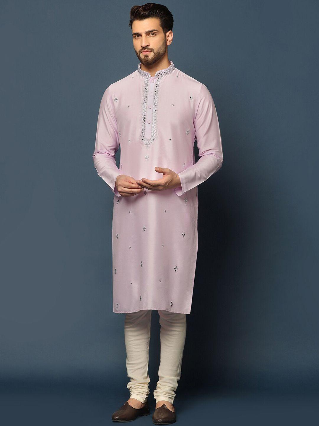 kisah geometric embroidered mirror work kurta with churidar