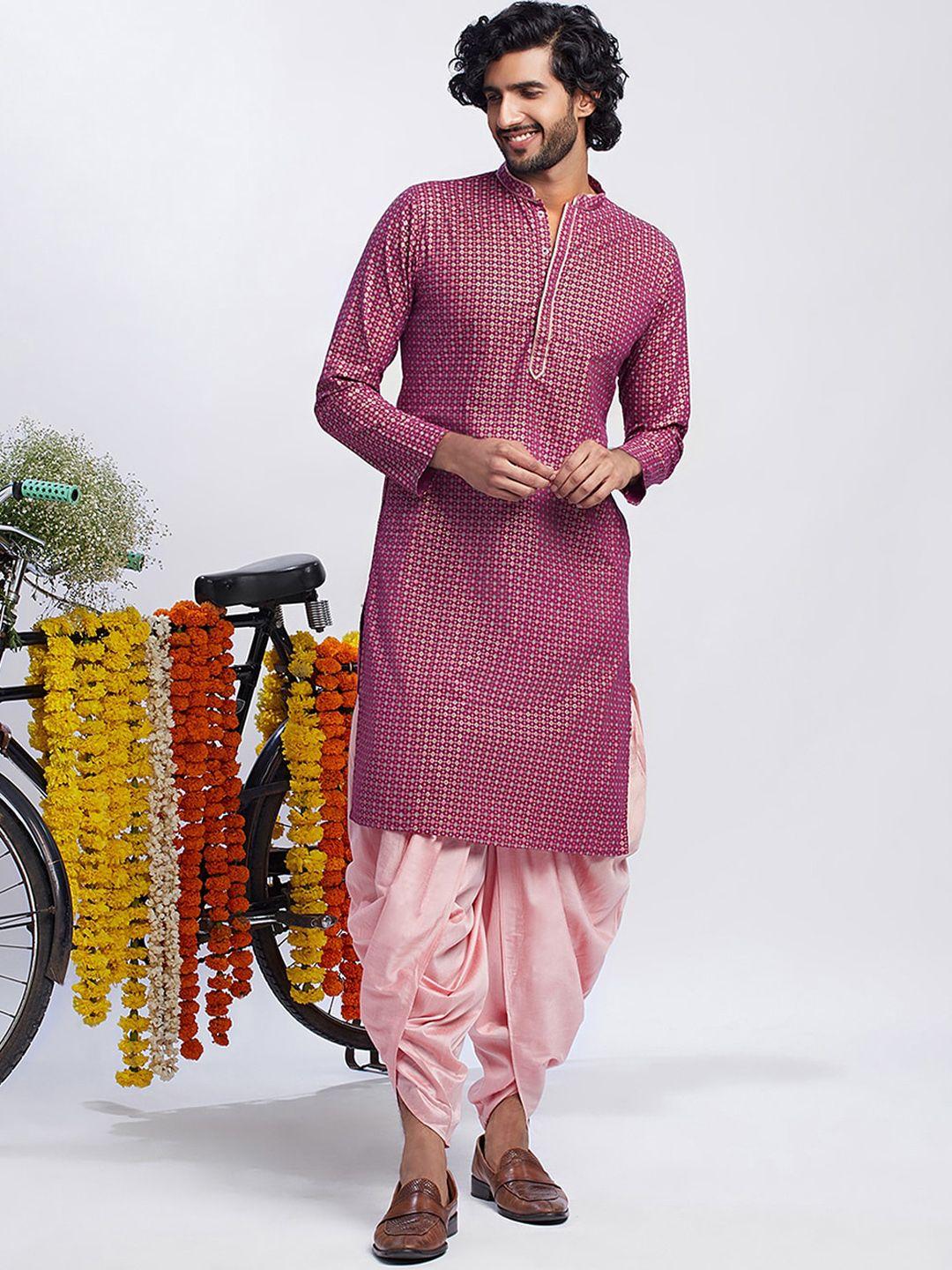 kisah geometric embroidered pure cotton straight kurta with dhoti pants