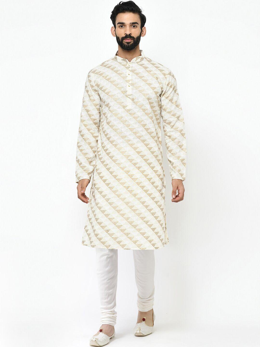 kisah geometric printed mandarin collar kurta