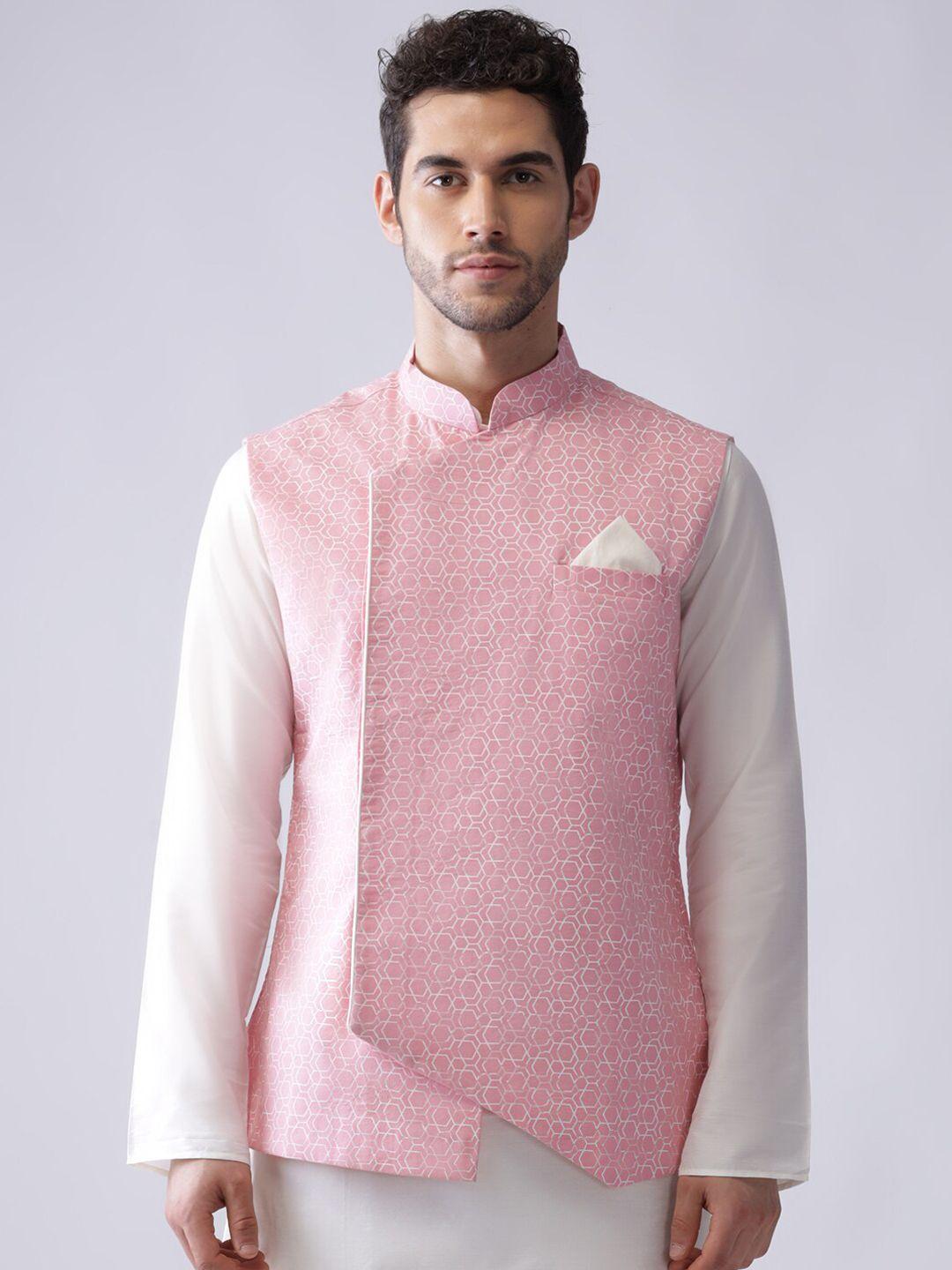 kisah geometric printed nehru jacket