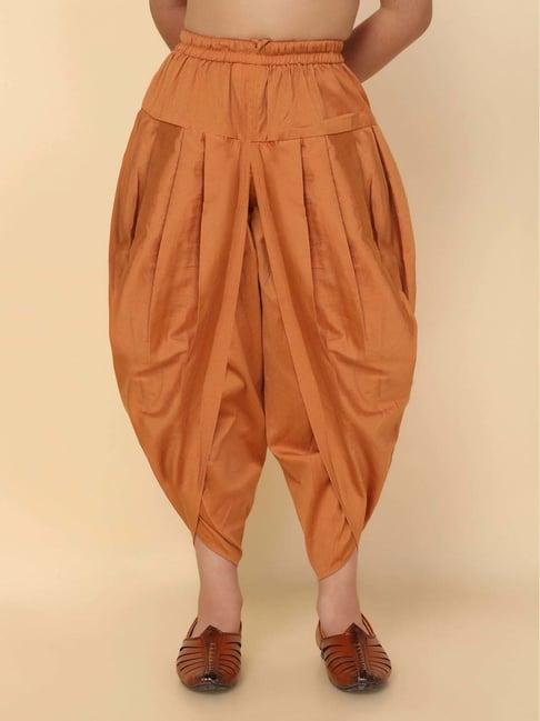 kisah kids brown cotton regular fit dhoti pants