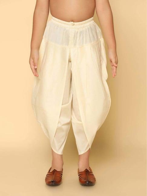 kisah kids off-white cotton regular fit dhoti pants