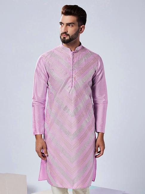 kisah lavender regular fit embellished kurta