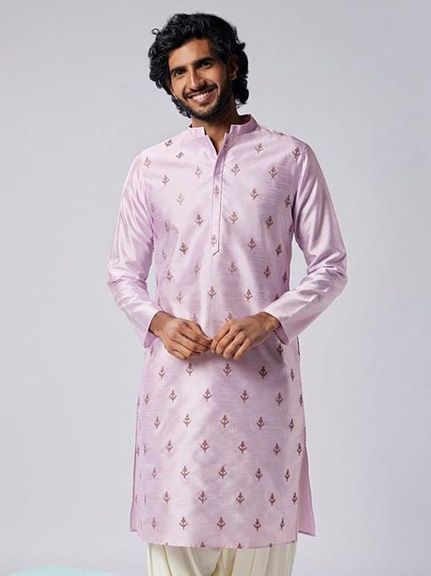 kisah lavender regular fit embroidered kurta