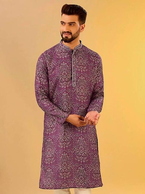 kisah light purple regular fit printed kurta