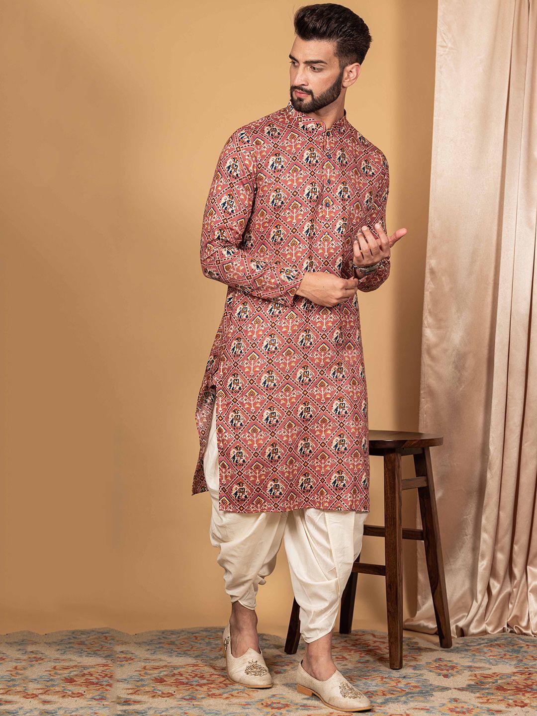 kisah mandarin collar ethnic motifs printed straight kurta