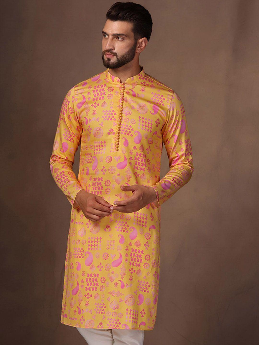 kisah mandarin collar ethnic motifs printed straight kurta