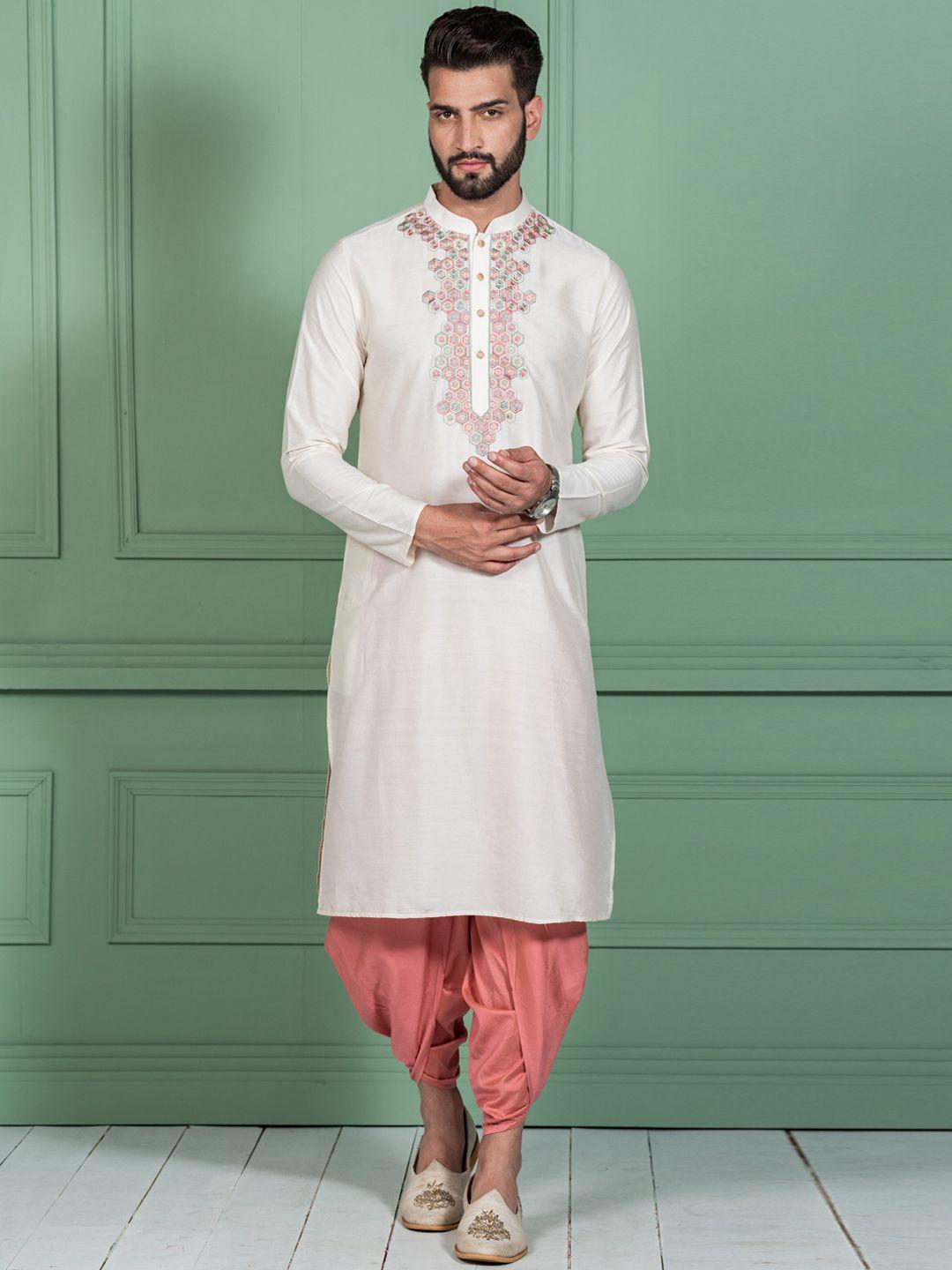 kisah mandarin collar ethnic motifs yoke design thread work kurta