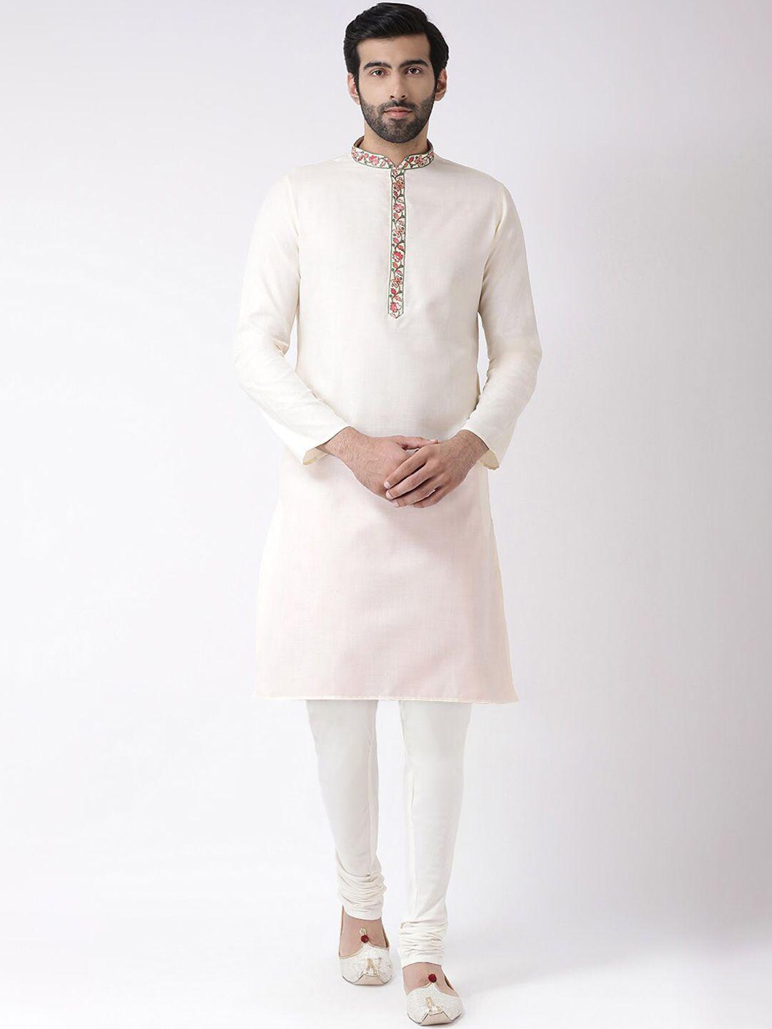 kisah mandarin collar floral yoke design straight kurta with churidar