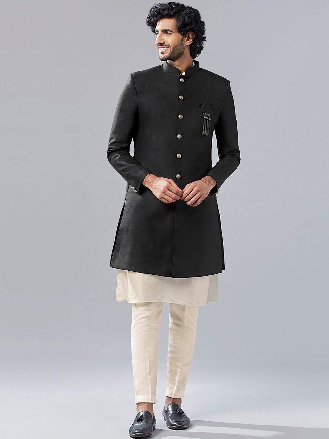 kisah mandarin collar kurta & sherwani with churidar