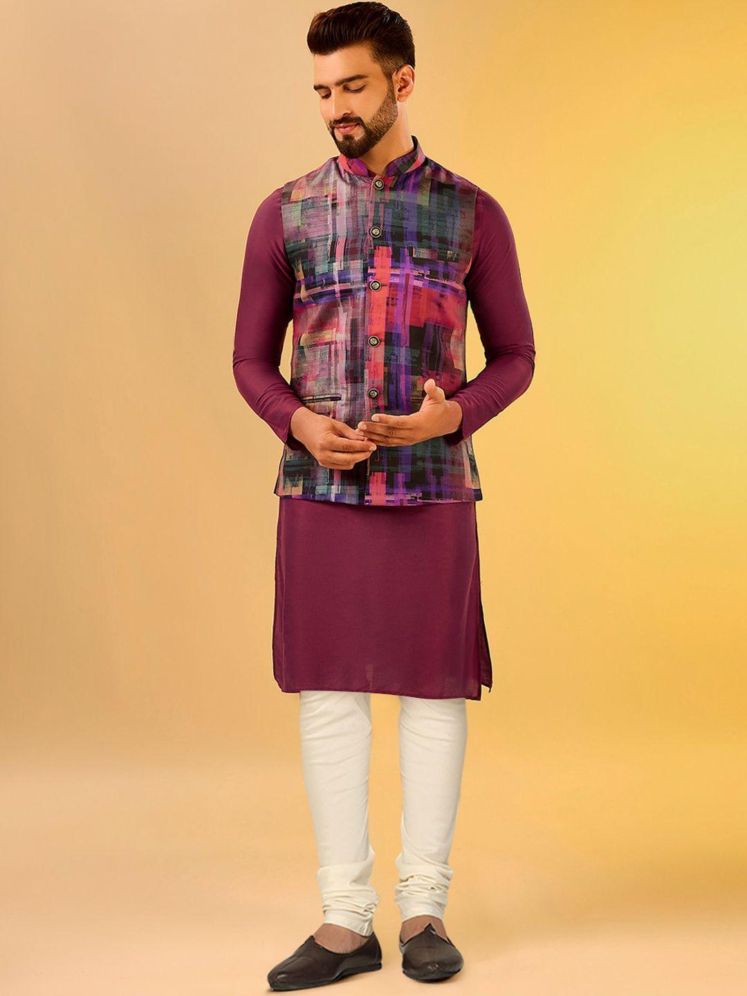 kisah mandarin collar kurta and churidar with nehru jacket
