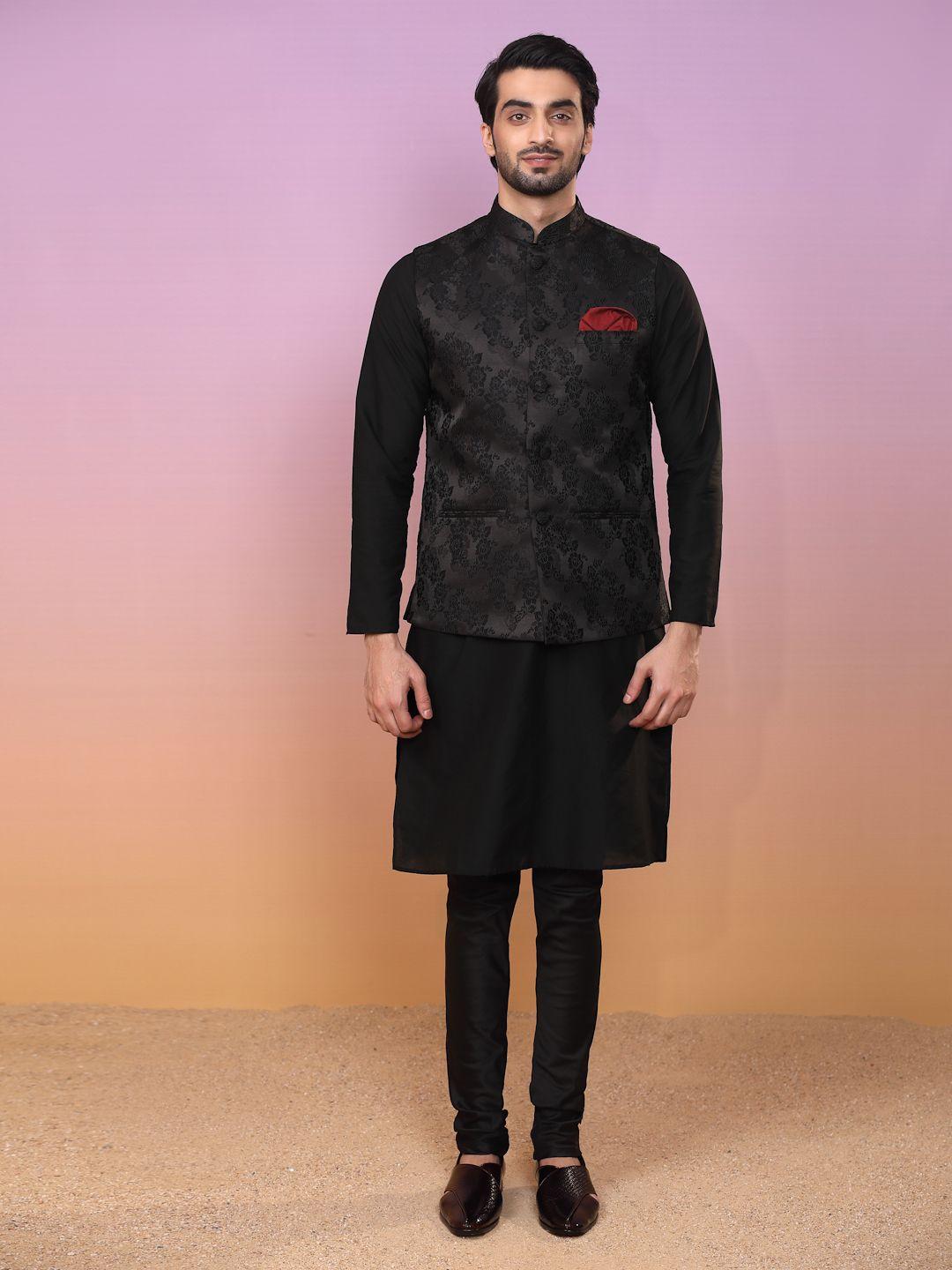 kisah mandarin collar kurta with churidar & nehru jacket