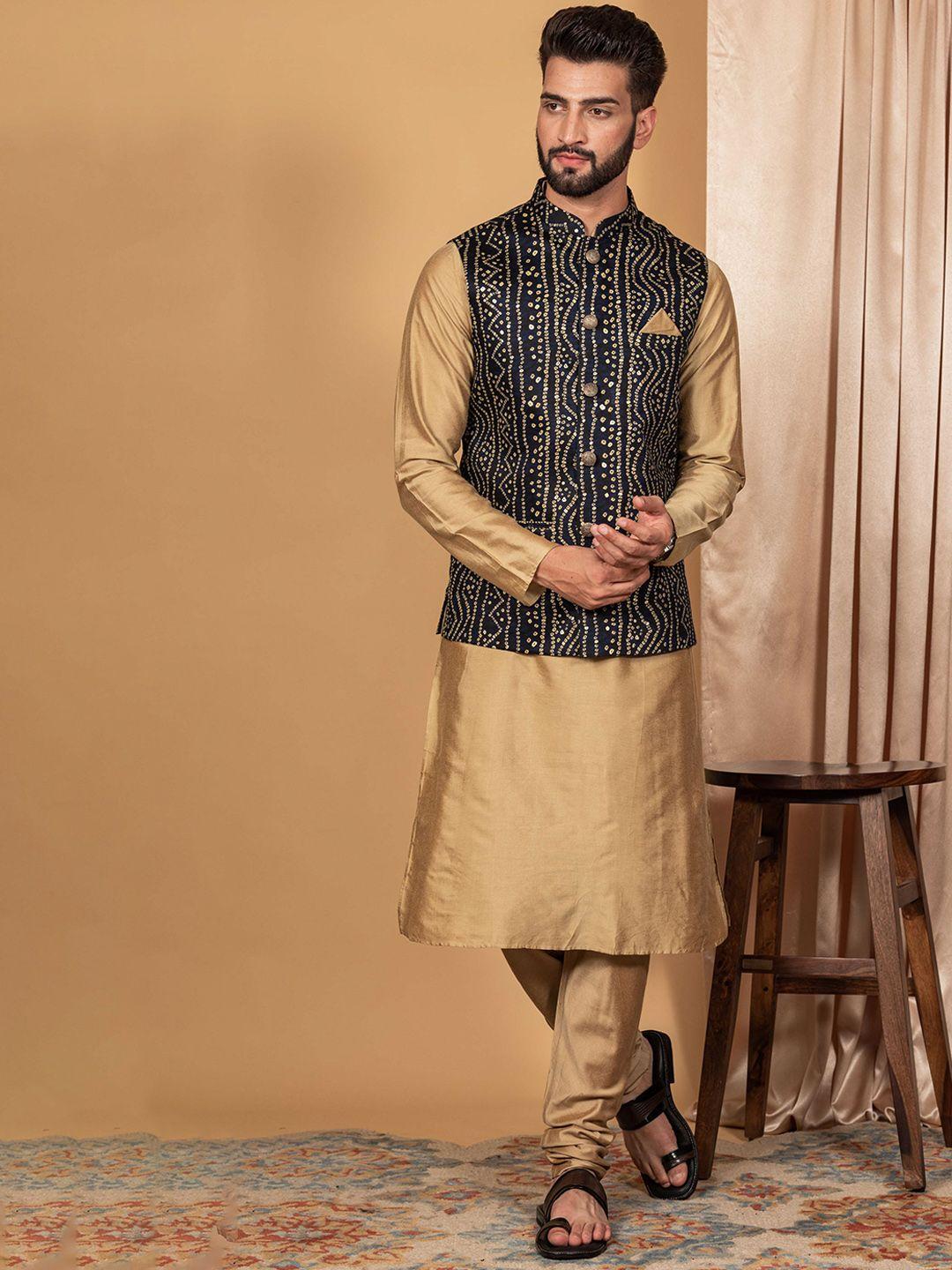 kisah mandarin collar kurta with churidar & nehru jacket