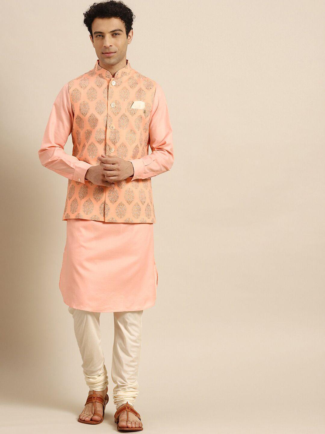 kisah mandarin collar kurta with churidar & nehru jacket