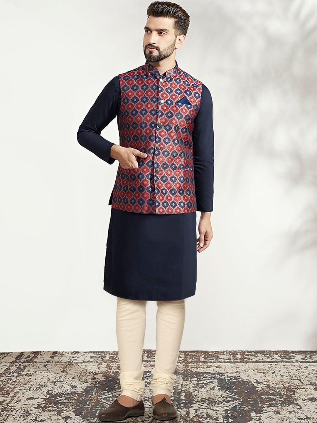 kisah mandarin collar kurta with churidar & nehru jacket