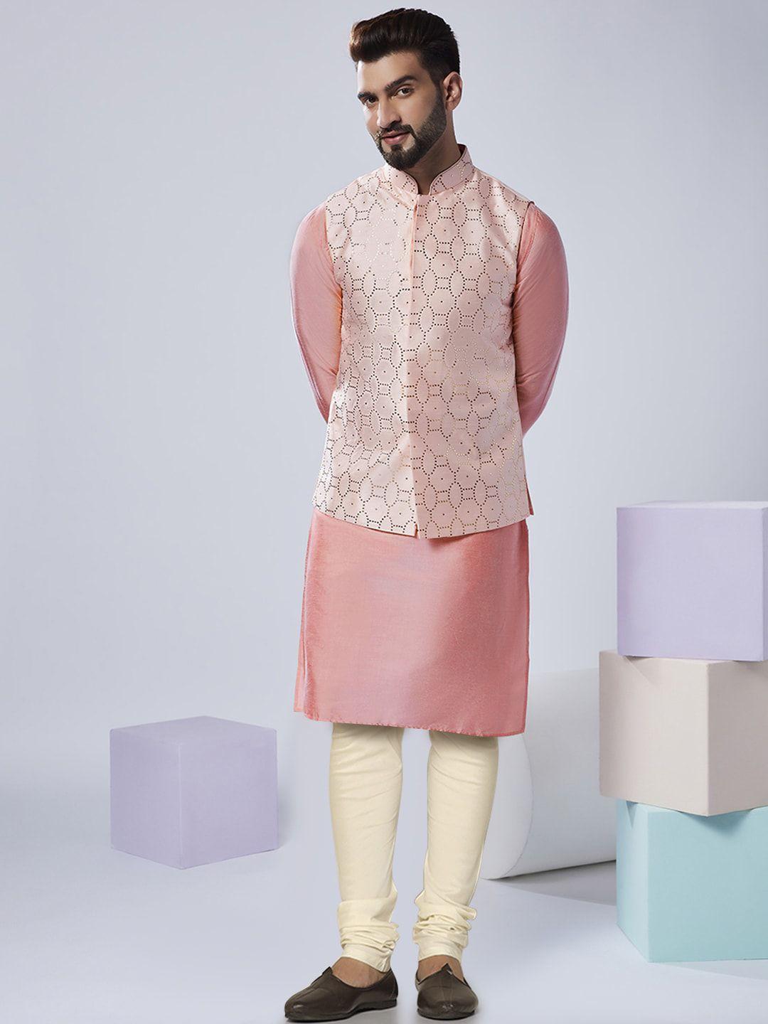 kisah mandarin collar kurta with churidar & nehru jacket