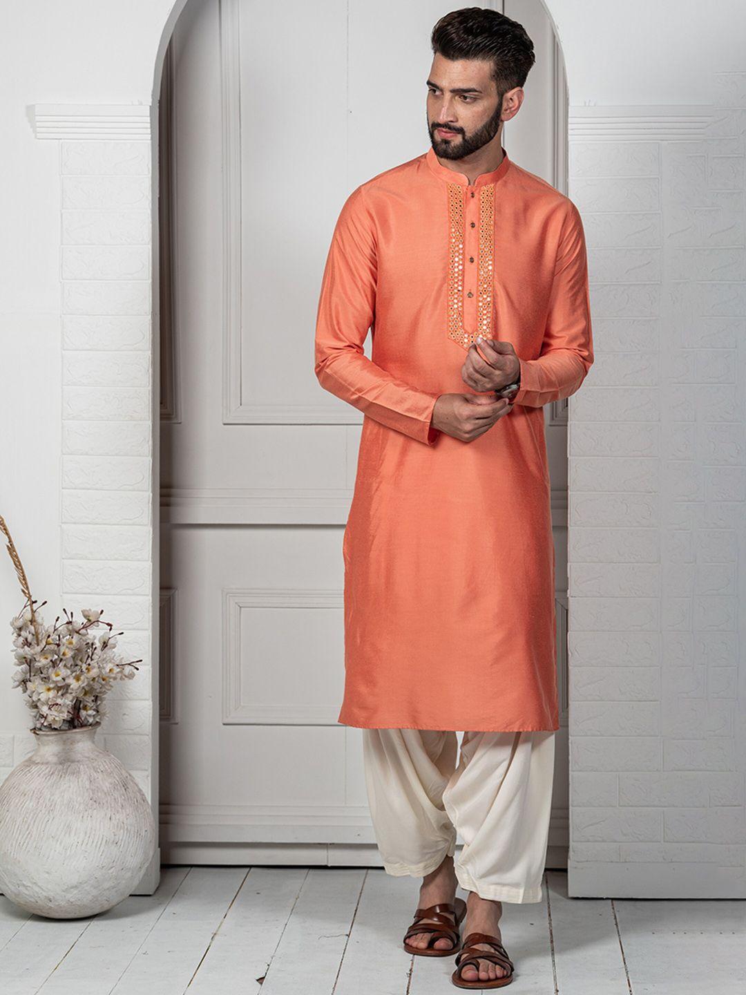 kisah mandarin collar mirror work kurta