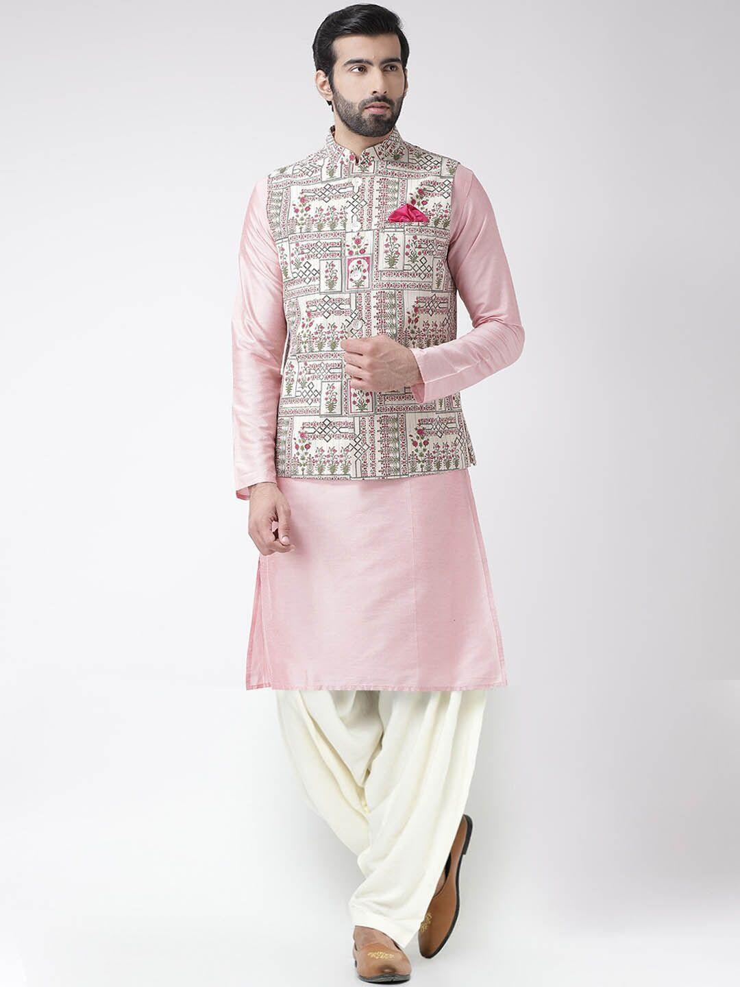 kisah mandarin collar pure cotton kurta with patiala & nehru jacket