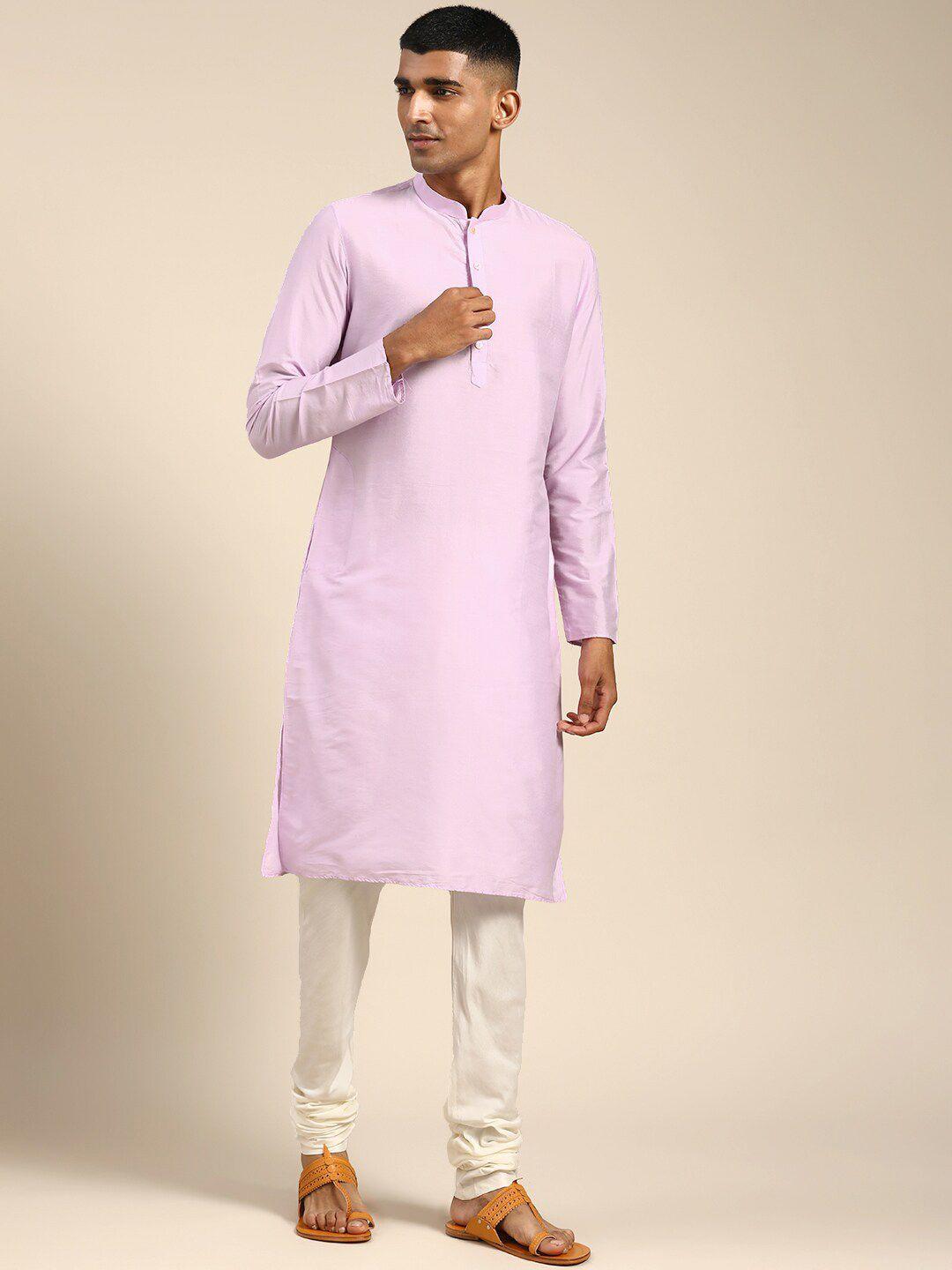 kisah mandarin collar regular pure cotton straight kurta with churidar