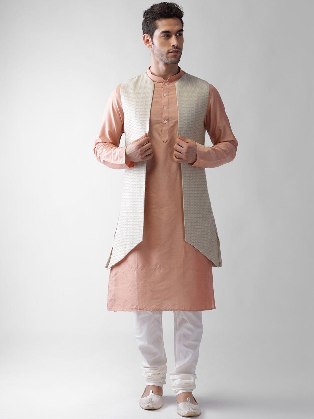 kisah mandarin collar regular straight kurta with churidar & jacket