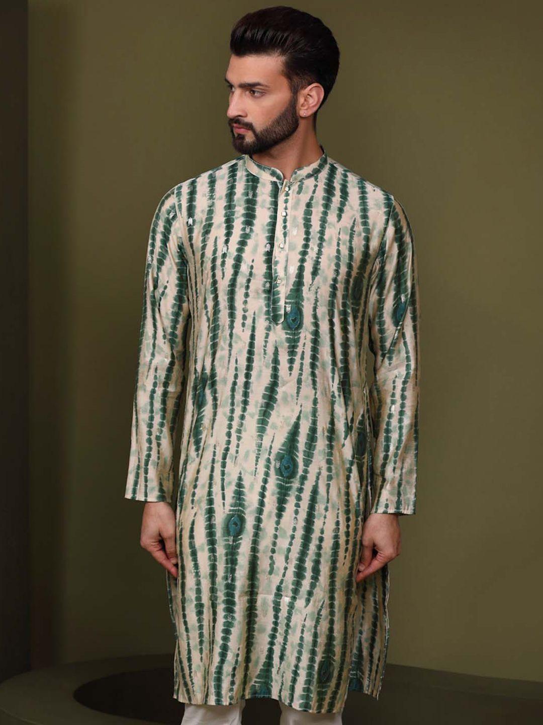 kisah mandarin collar shibori dyed straight kurta