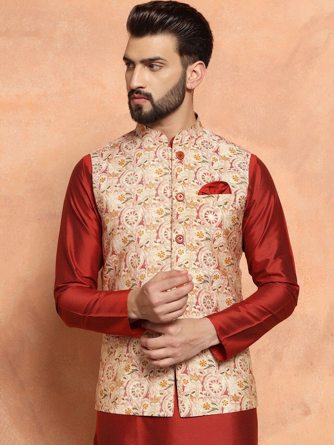 kisah mandarin collar straight kurta with churidar & nehru jacket