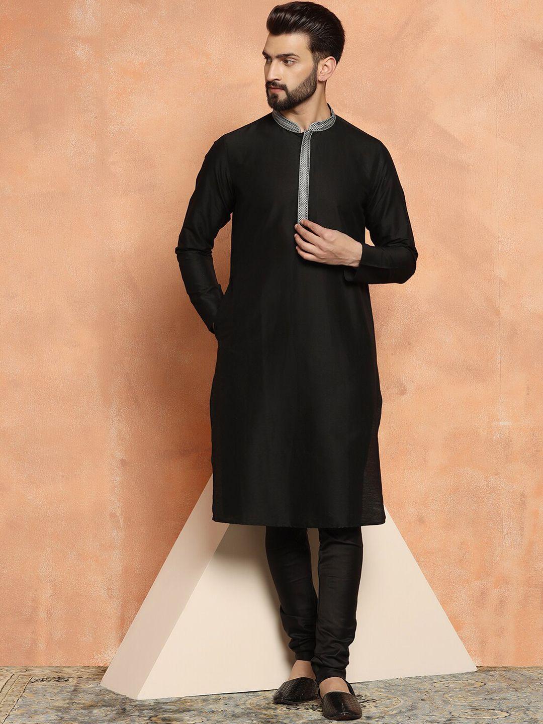 kisah mandarin collar thread work kurta with churidar