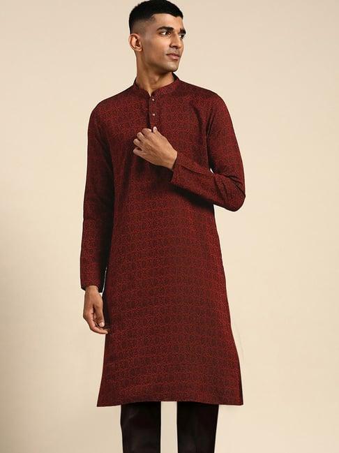 kisah maroon regular fit printed kurta