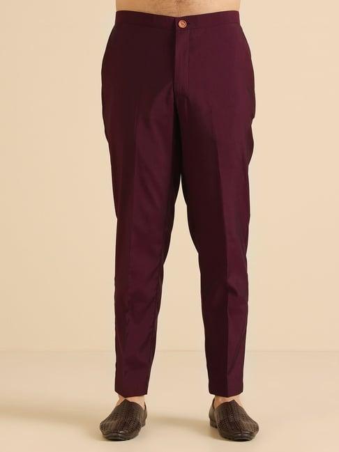 kisah maroon regular fit trousers