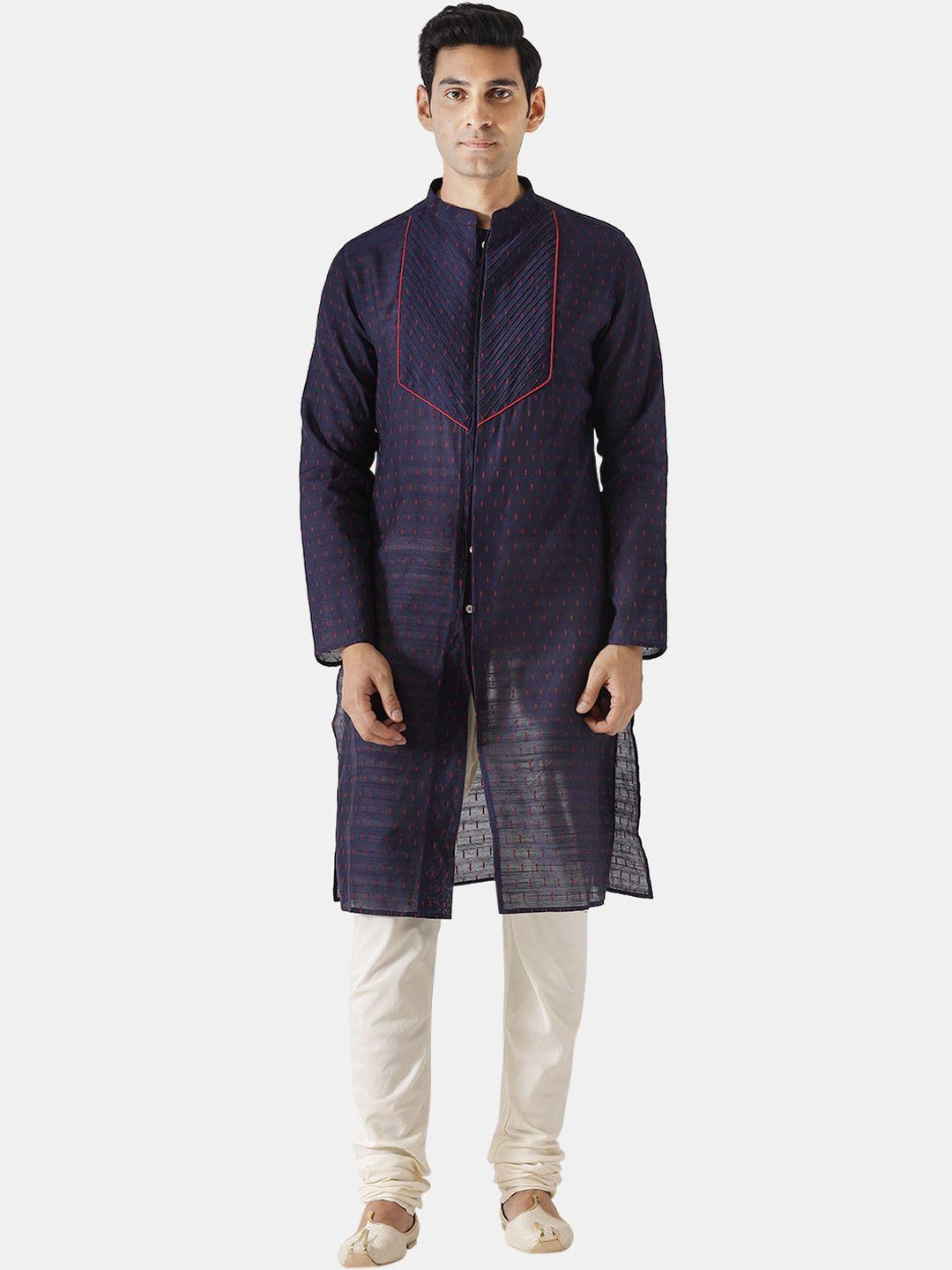 kisah men abstract printed jacquard cotton kurta