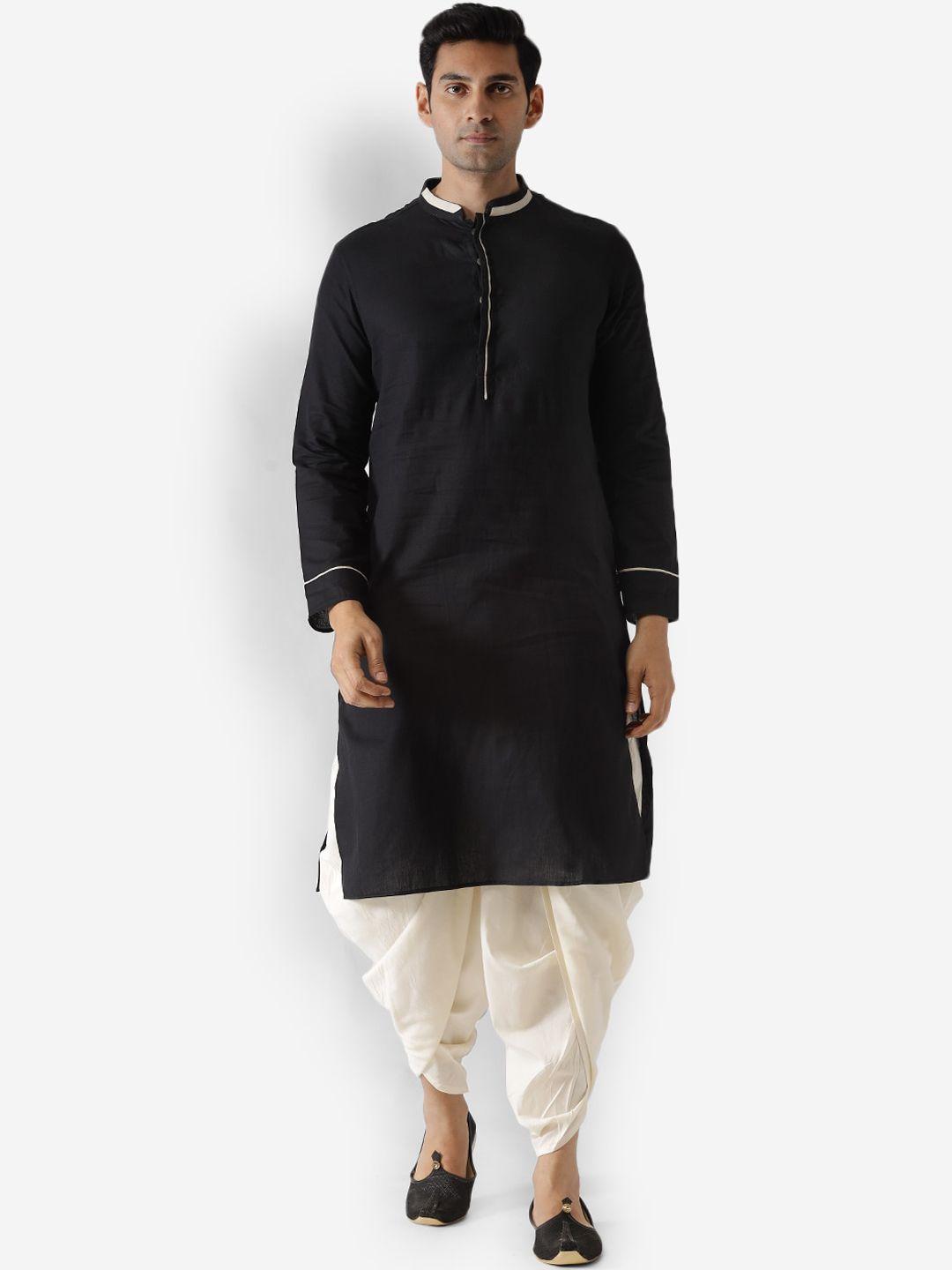 kisah men black thread work kurta