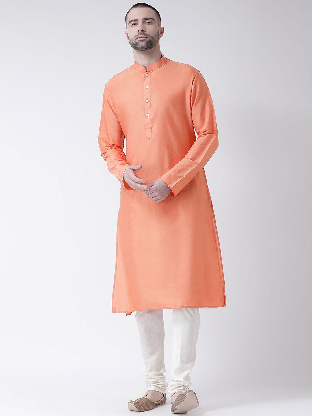 kisah men coral solid straight kurta