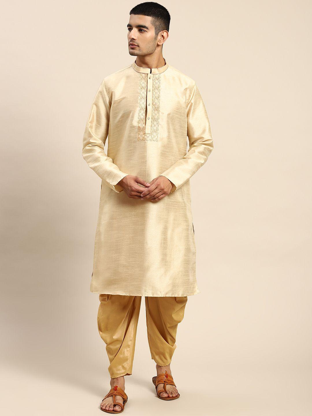 kisah men embroidered kurta with dhoti pants