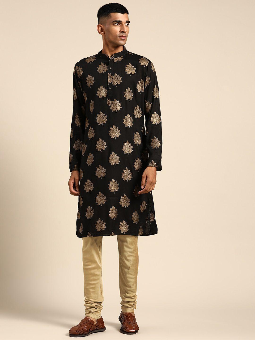 kisah men ethnic motifs printed kurta with churidar