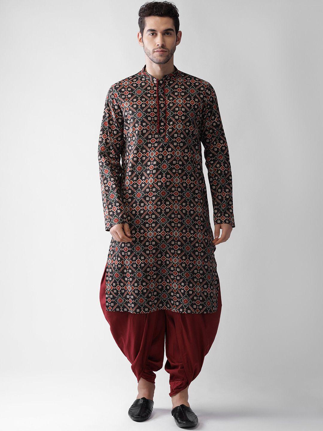 kisah men ethnic motifs printed kurta with dhoti pants