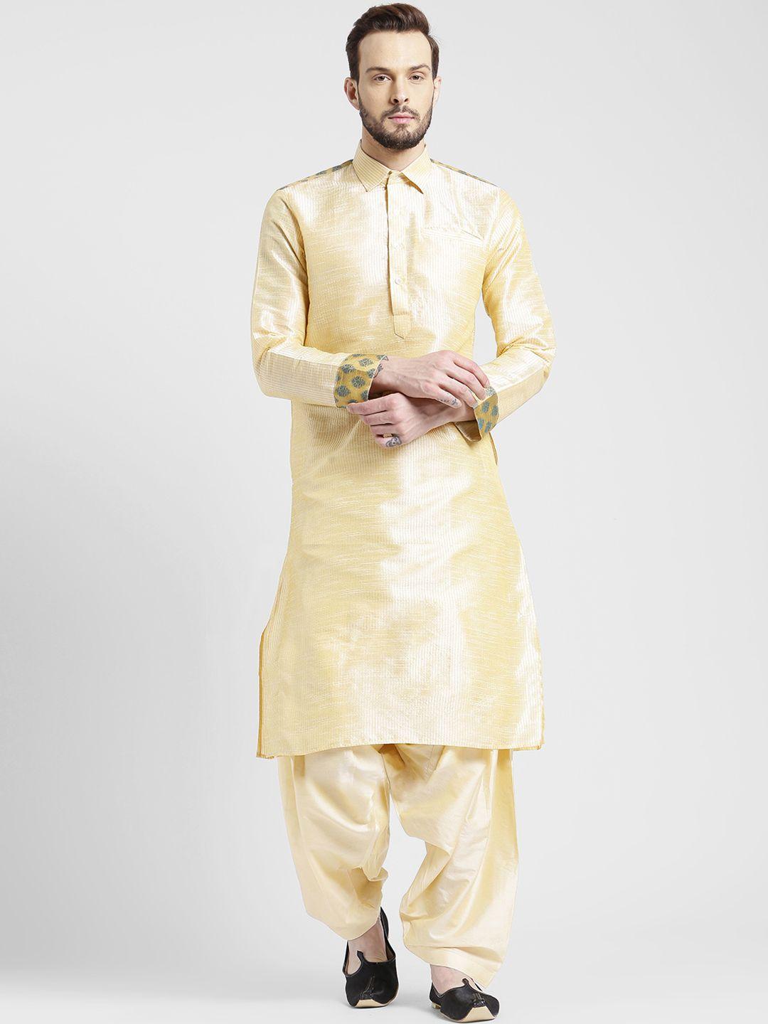 kisah men gold-toned solid pathani kurta