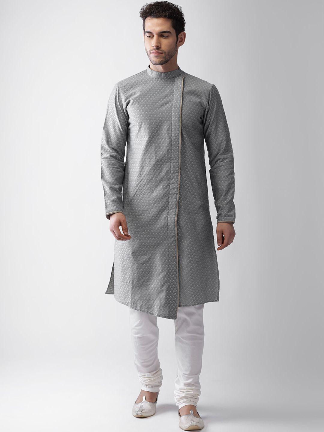 kisah men grey regular kurta with pyjamas