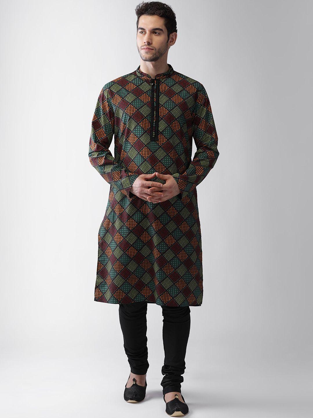 kisah men gundi buttons printed regular kurta with churidar