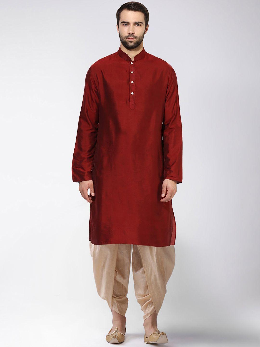 kisah men maroon kurta with dhoti pants