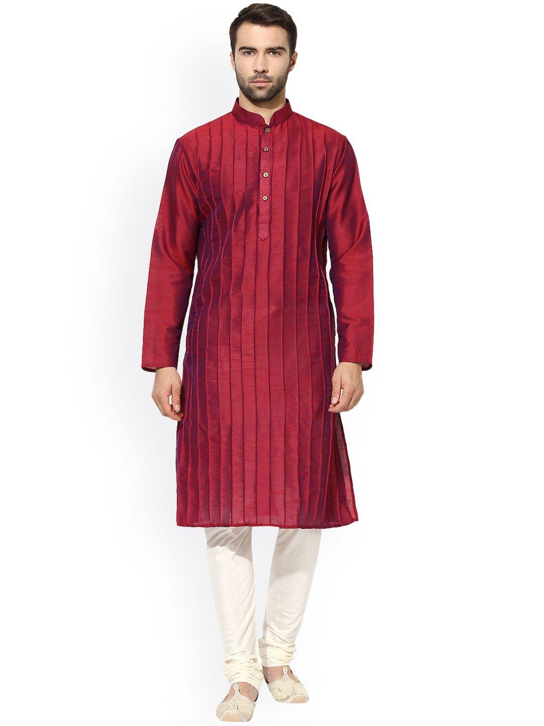 kisah men maroon solid a-line kurta