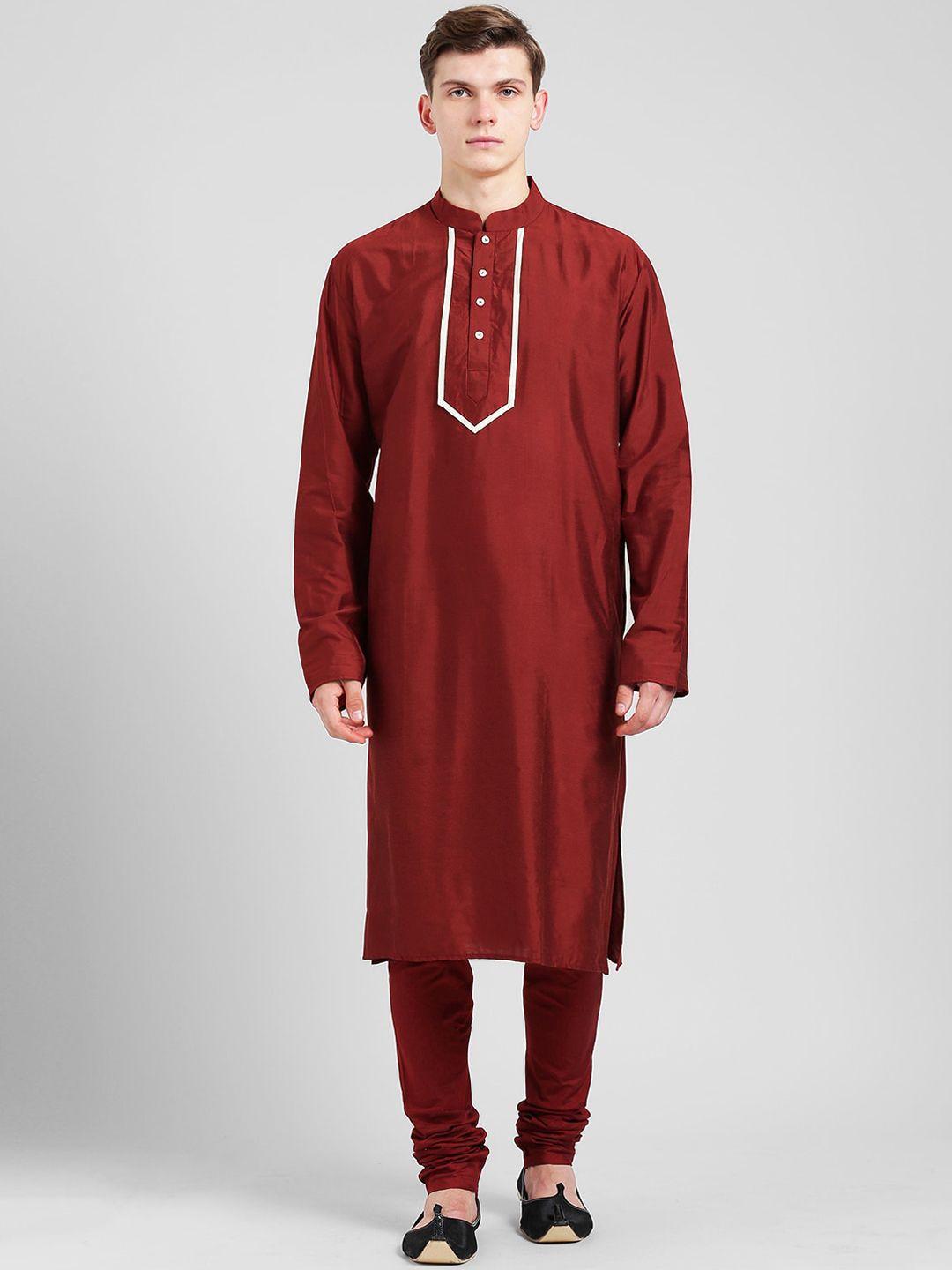 kisah men maroon solid kurta